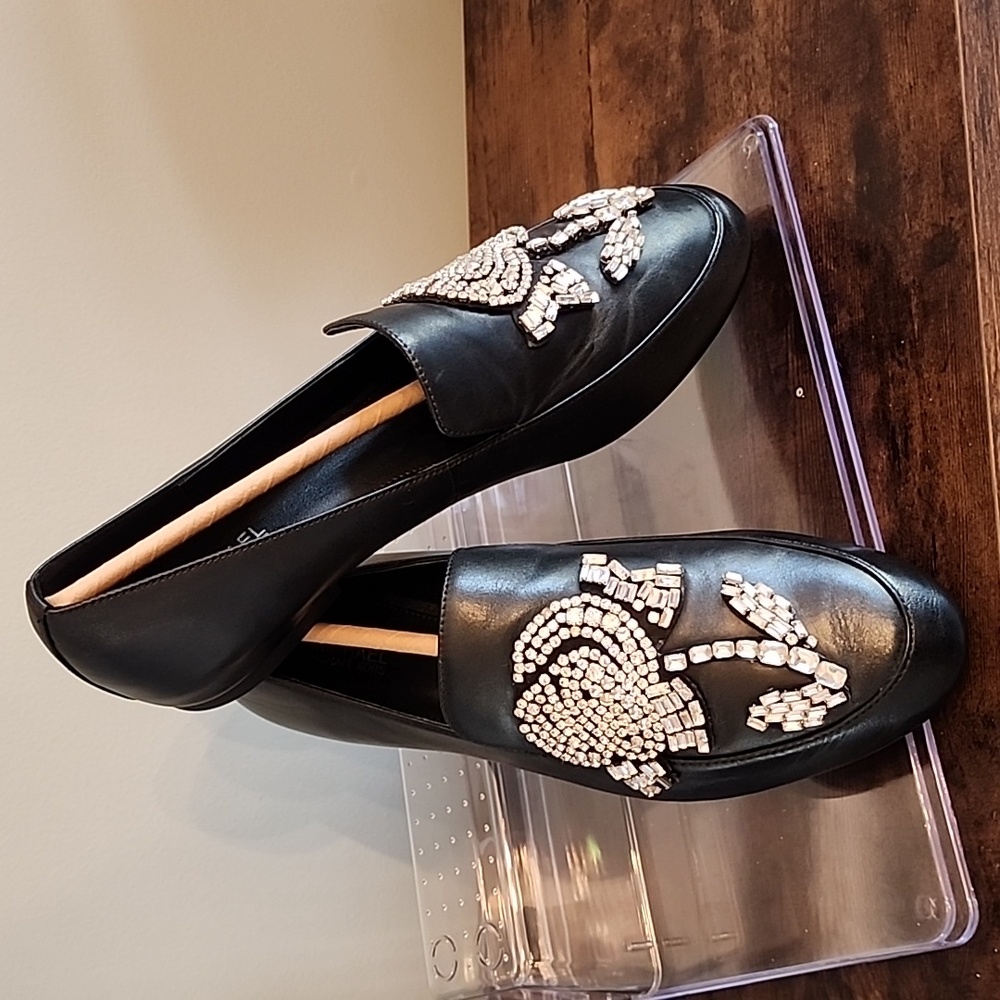 Michael Kors Viera Black Leather Loafers Size 8